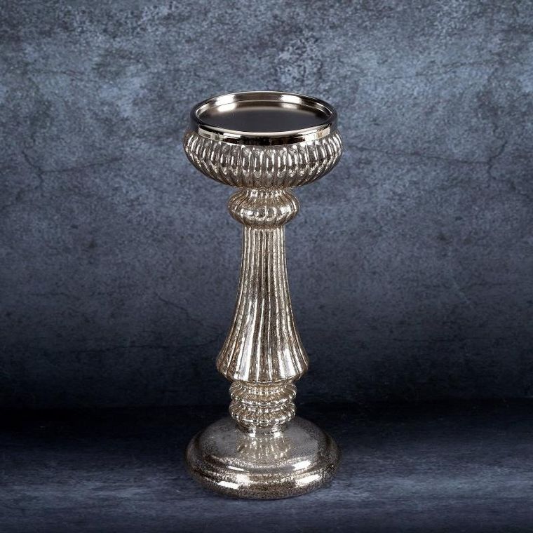 Eurofirany, świecznik świąteczny, 11-25 cm, szampański