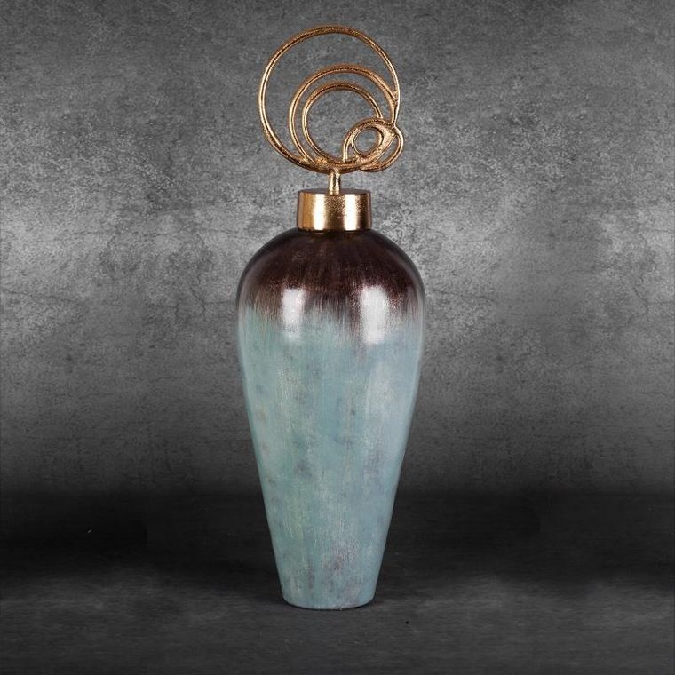 Eurofirany, szklana figurka dekoracyjna, Abril, 23 x64 cm, turkusowy