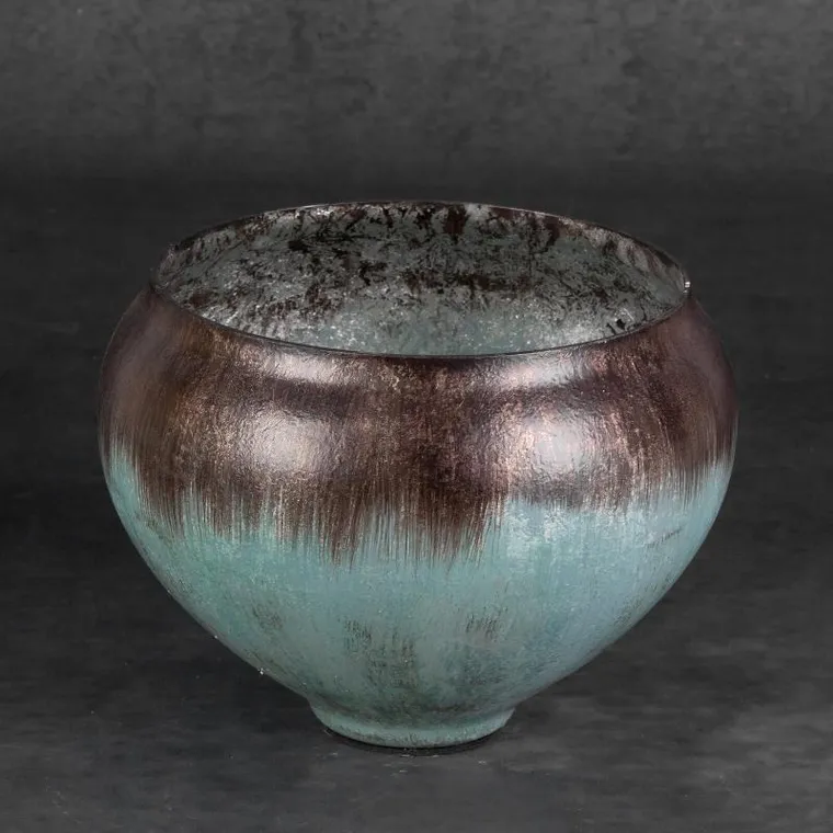 Eurofirany, szklana misa dekoracyjna, Abril, 18-14 cm, turkusowy