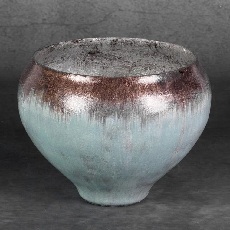 Eurofirany, szklana misa dekoracyjna, Abril, 23-18 cm, turkusowy