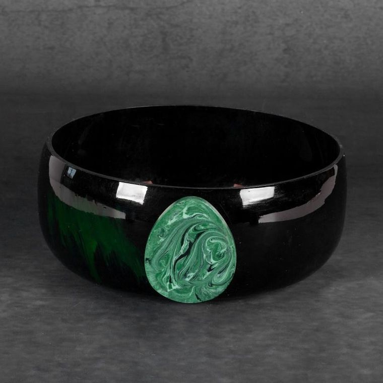 Eurofirany, szklana misa dekoracyjna, Capri, 25-26 x10 cm, czarny