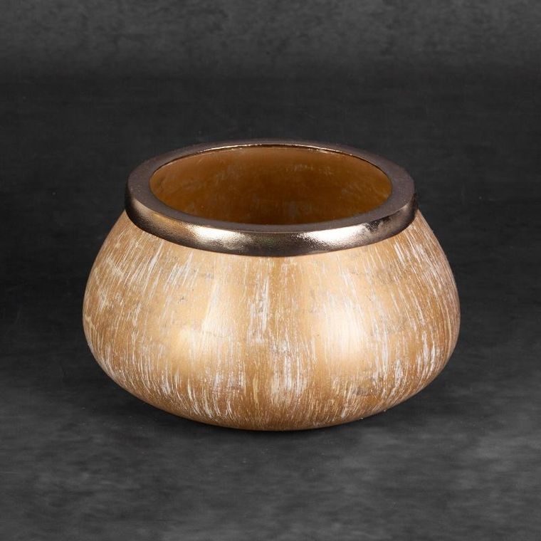 Eurofirany, szklana misa dekoracyjna, Fena, 18-10 cm, złoty