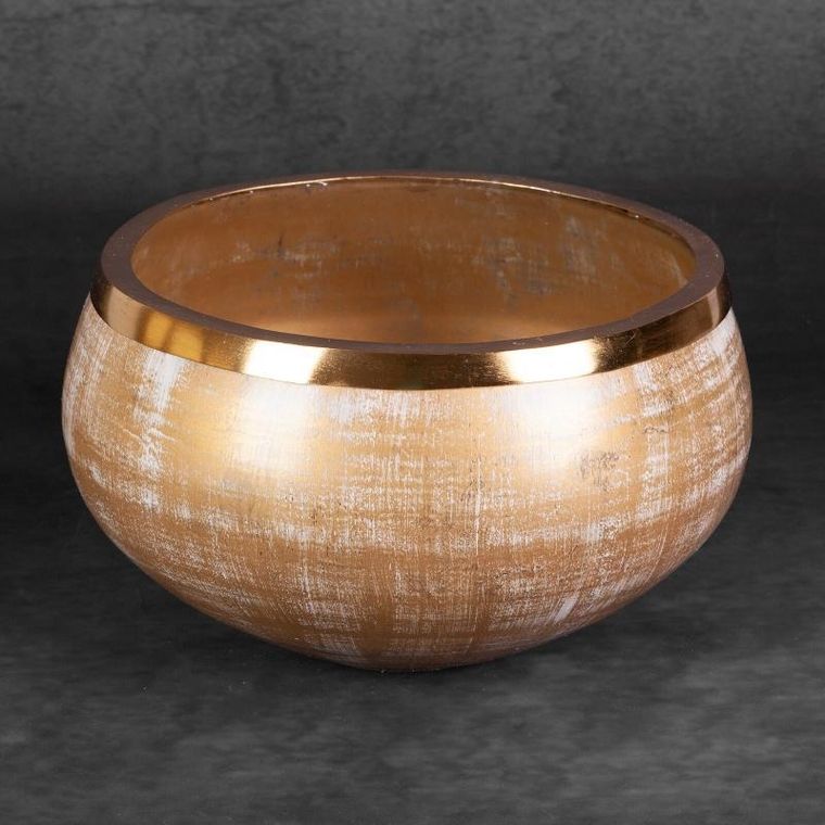 Eurofirany, szklana misa dekoracyjna, Fena, 23-14 cm, złoty