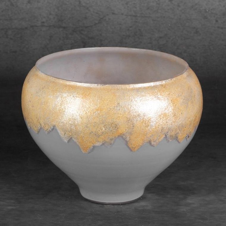 Eurofirany, szklana misa dekoracyjna, Iris, 23-18 cm, srebrny