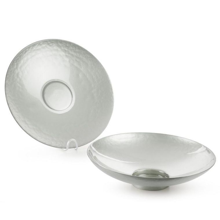 Eurofirany, szklana misa dekoracyjna, Kala, 35-9 cm, srebrny