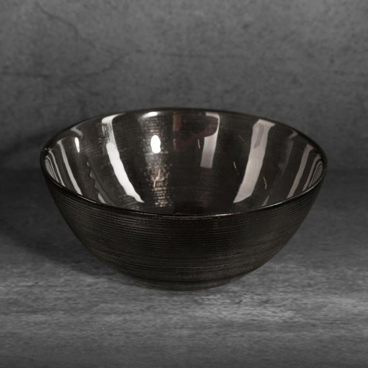 Eurofirany, szklana misa dekoracyjna, Lea, 15-7 cm, czarny