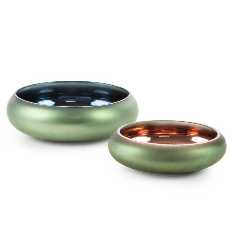 Eurofirany, szklana misa dekoracyjna, Nadia1, 22-8 cm, zielony