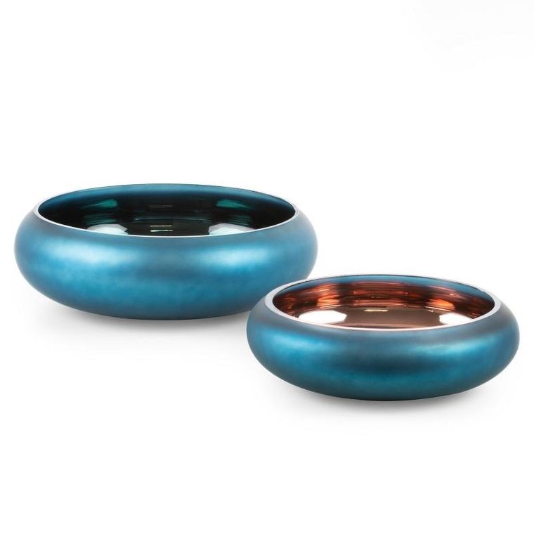 Eurofirany, szklana misa dekoracyjna, Nadia2, 22-8 cm, granatowy