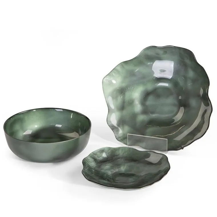 Eurofirany, szklana misa dekoracyjna, Nikol, 21-7 cm, zielony