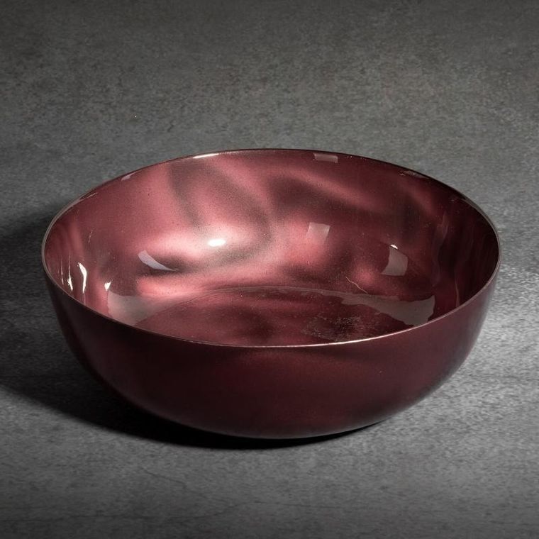 Eurofirany, szklana misa dekoracyjna, Nikol, 27-9 cm, Burgundowy