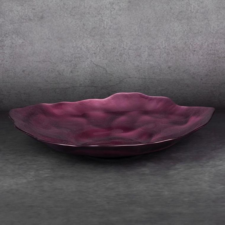 Eurofirany, szklana misa dekoracyjna, Nikol, 40-5 cm, Burgundowy