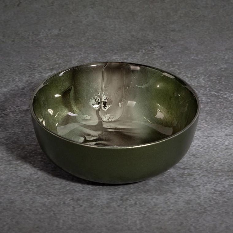 Eurofirany, szklana misa dekoracyjna, Saba, 16-6 cm, zielony