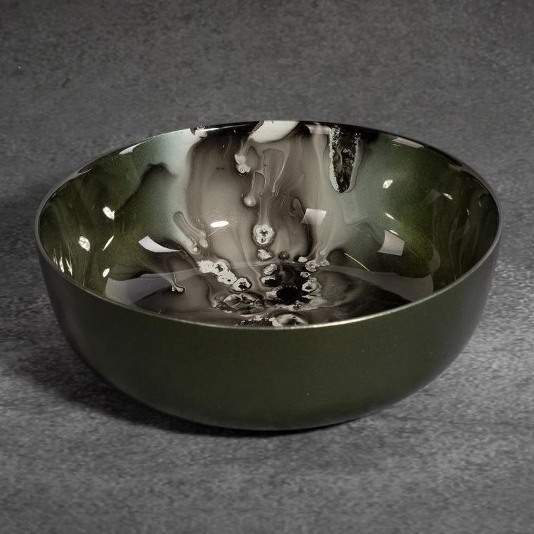 Eurofirany, szklana misa dekoracyjna, Saba, 21-7 cm, zielony