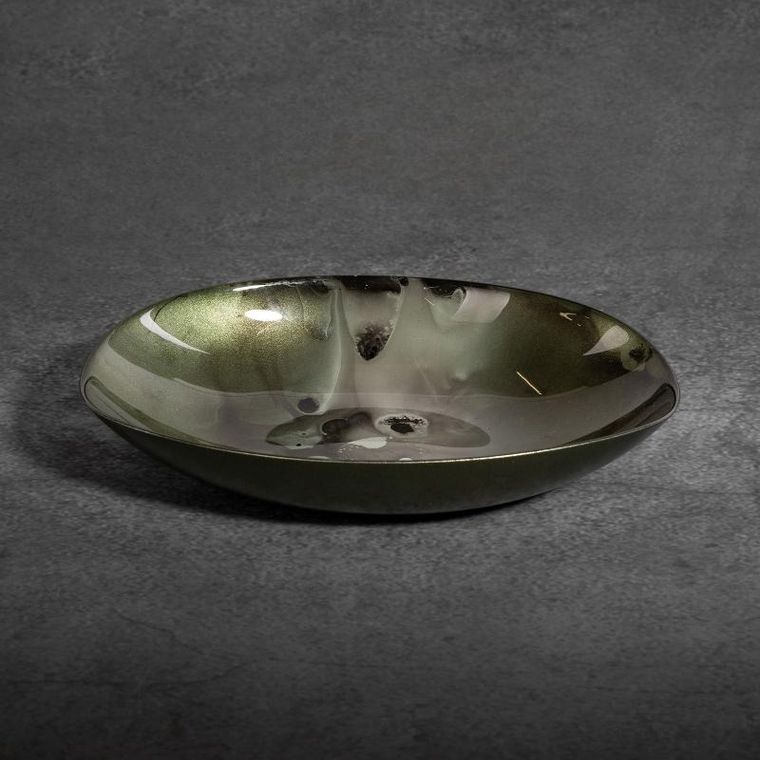Eurofirany, szklana misa dekoracyjna, Saba 31-21-7 cm, zielony