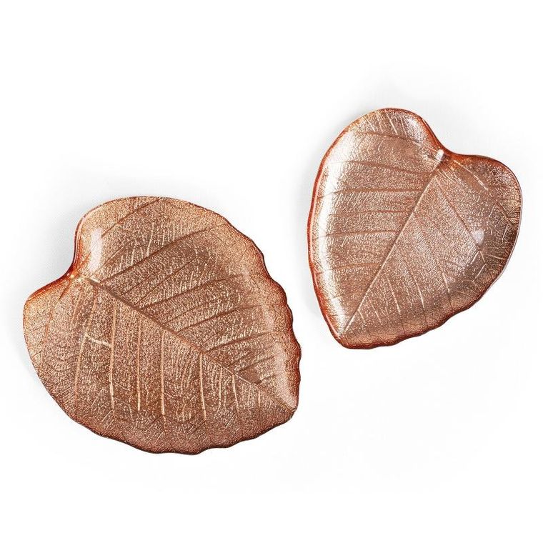 Eurofirany, szklana patera dekoracyjna, Emma 24-21-2 cm, miedziany