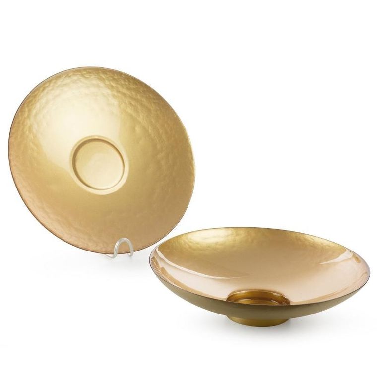 Eurofirany, szklana patera dekoracyjna, Kala, 37-4 cm, złoty