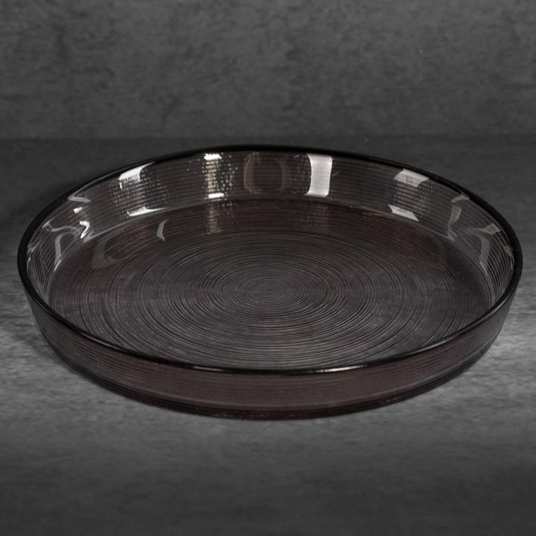 Eurofirany, szklana patera dekoracyjna, Lea, 16-2 cm, czarny