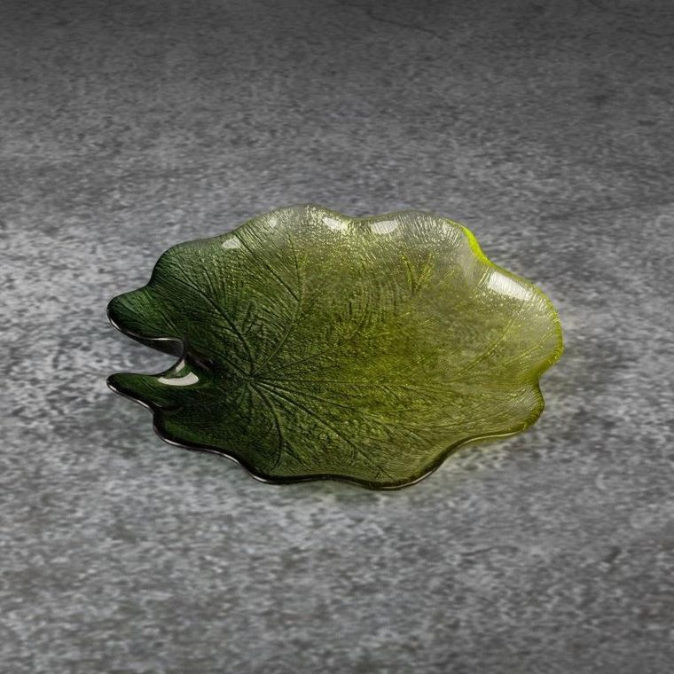 Eurofirany, szklana patera dekoracyjna, Nila, 19-3 cm, zielony