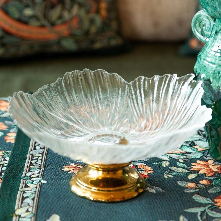 Eurofirany, szklana patera dekoracyjna, Nora, 26-12 cm, biały