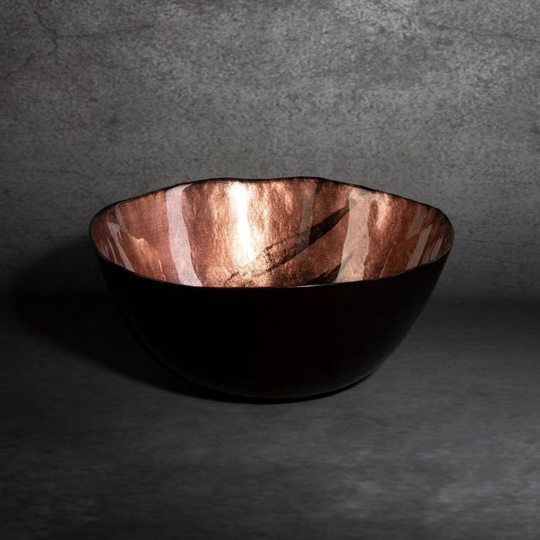 Eurofirany, szklana patera dekoracyjna, Pati, 16-15-6 cm, brązowy