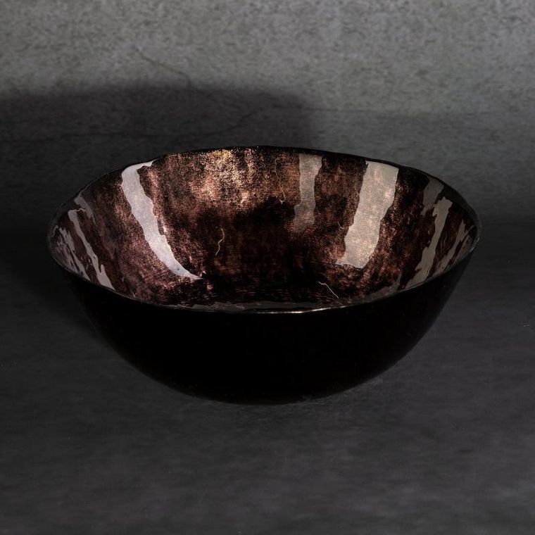 Eurofirany, szklana patera dekoracyjna, Pati, 22-8 cm, brązowy