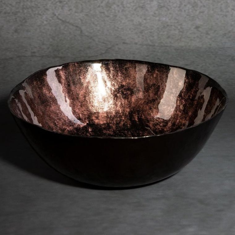 Eurofirany, szklana patera dekoracyjna, Pati, 29-28-12 cm, brązowy