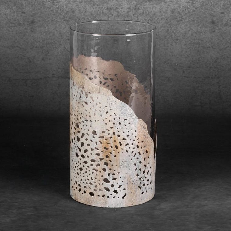 Eurofirany, szklany świecznik dekoracyjny, Dimon, 16-32 cm, beżowy