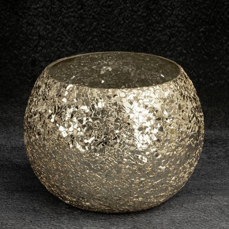 Eurofirany, szklany świecznik dekoracyjny, Melia, złoty