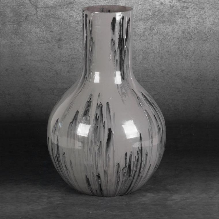 Eurofirany, szklany wazon dekoracyjny, Calen, 24 x40 cm, popielaty