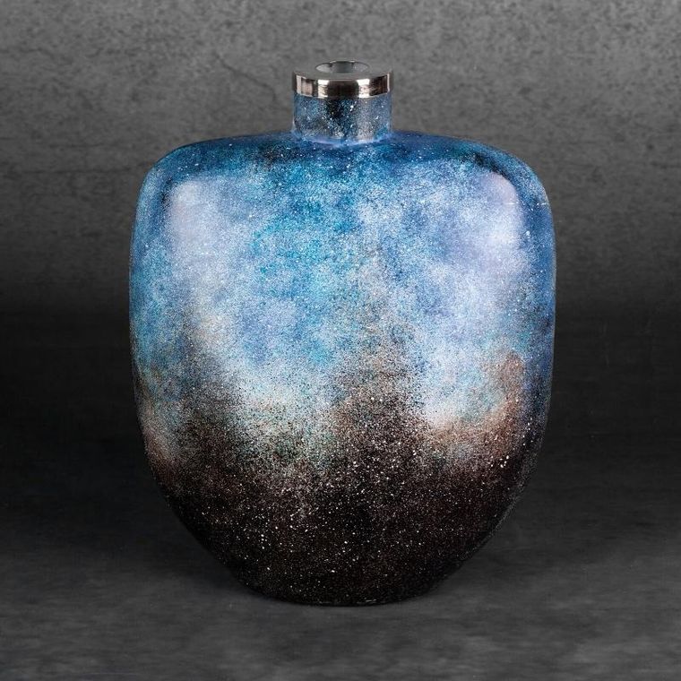 Eurofirany, szklany wazon dekoracyjny, Caren, 20-11-27 cm, niebieski