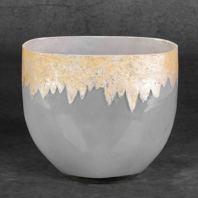 Eurofirany, szklany wazon dekoracyjny, Iris, 21-11-19 cm, srebrny