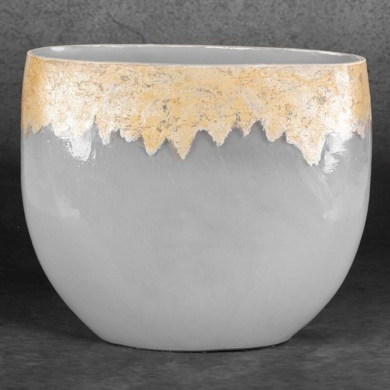 Eurofirany, szklany wazon dekoracyjny, Iris, 28-11-25 cm, srebrny