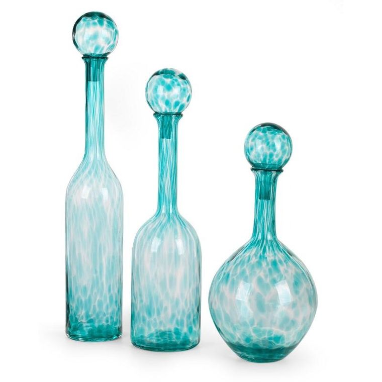 Eurofirany, szklany wazon dekoracyjny, Isla, 12-70 cm, turkusowy