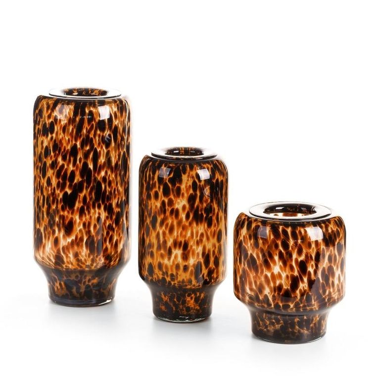 Eurofirany, szklany wazon dekoracyjny, Lana, 19-22 cm, czarny