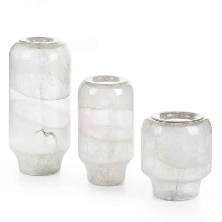 Eurofirany, szklany wazon dekoracyjny, Lana, 19-22 cm, kremowy