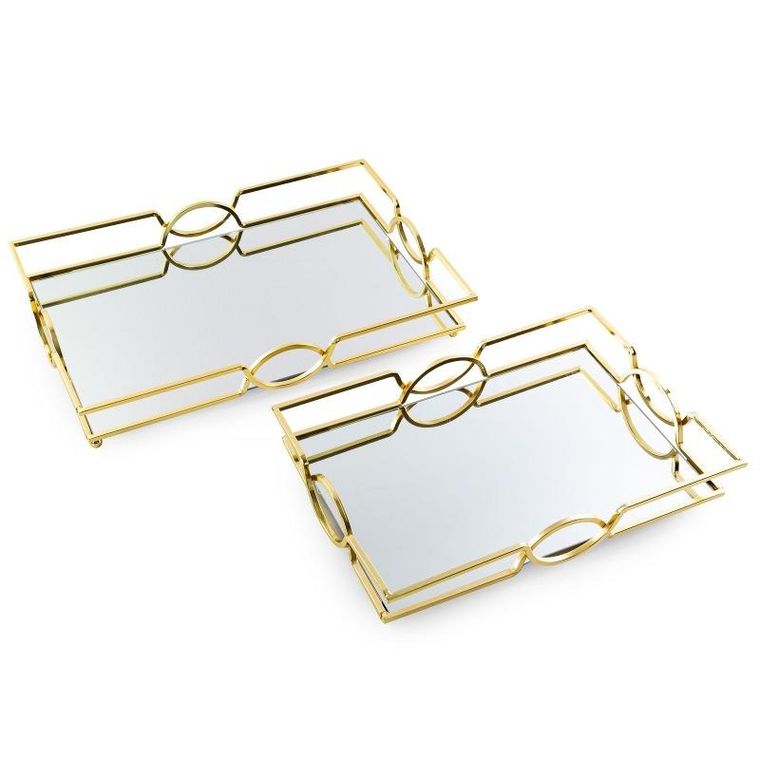 Eurofirany, taca, ceramika, 26-38-6 cm, złoty