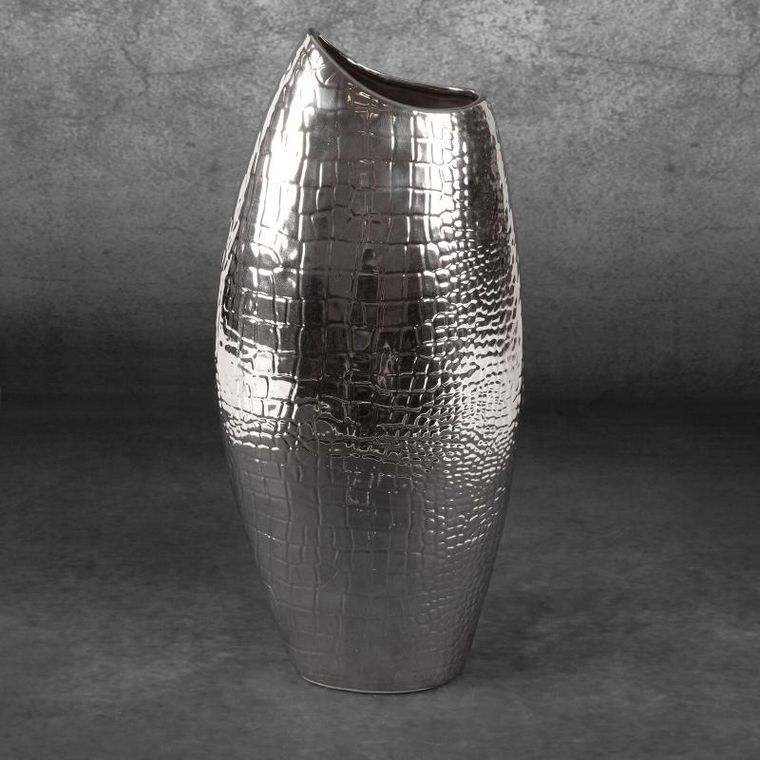 Eurofirany, wazon dekoracyjny, Erna, 20-13-46 cm, srebrny