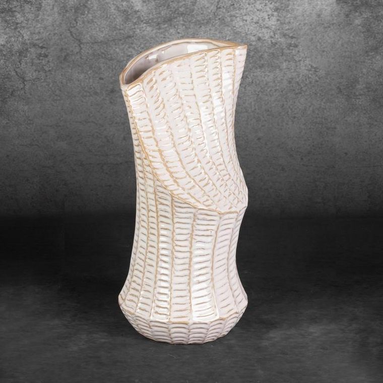 Eurofirany, wazon dekoracyjny, Liza, 18-18-40 cm, kremowy