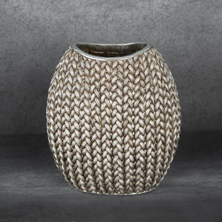 Eurofirany, wazon dekoracyjny, Moli, 18-12-20 cm, srebrny