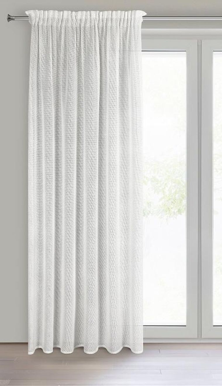 Eurofirany, zasłona gotowa, Aleksa, na taśmie, 140-270 cm, biały