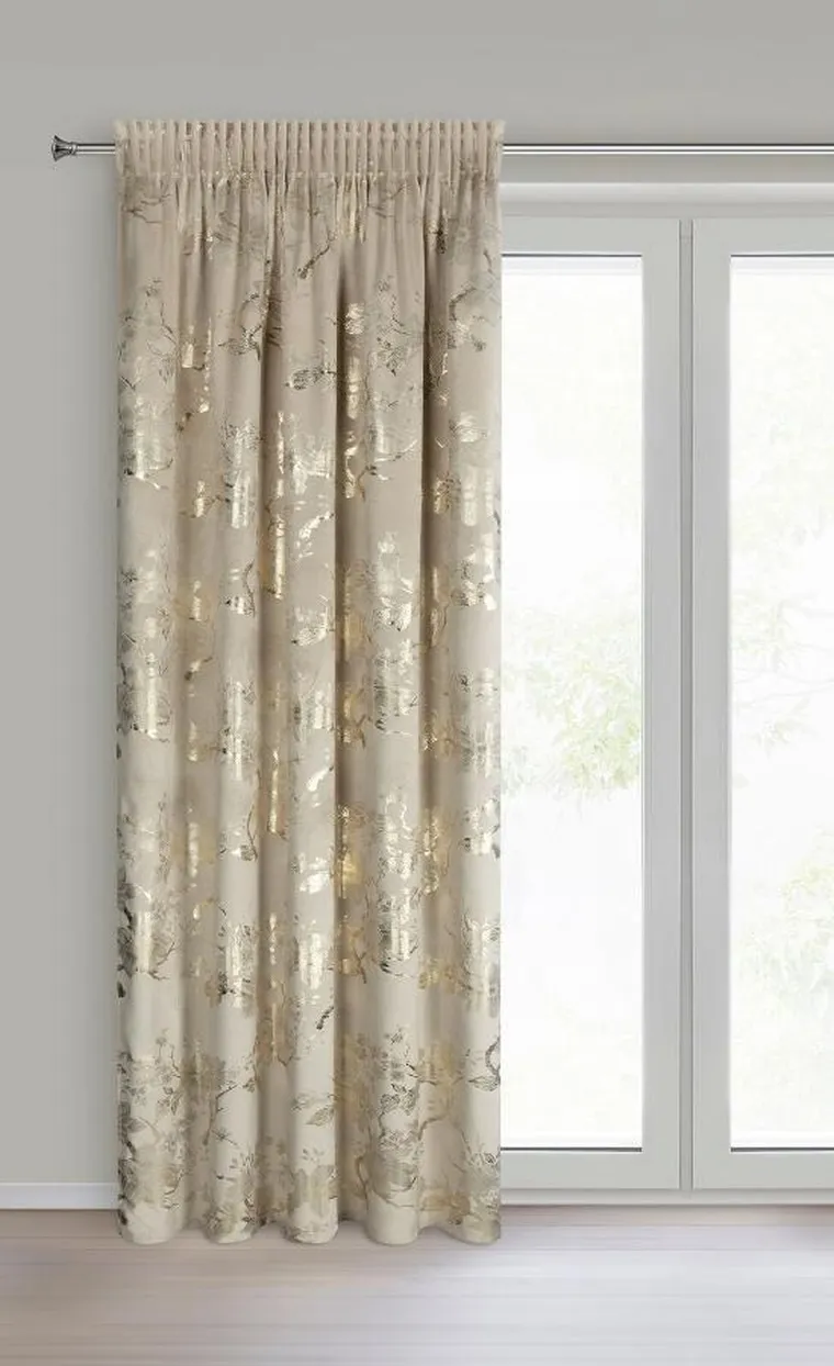 Eurofirany, zasłona gotowa, Celia, na taśmie, 140-270 cm, beżowy