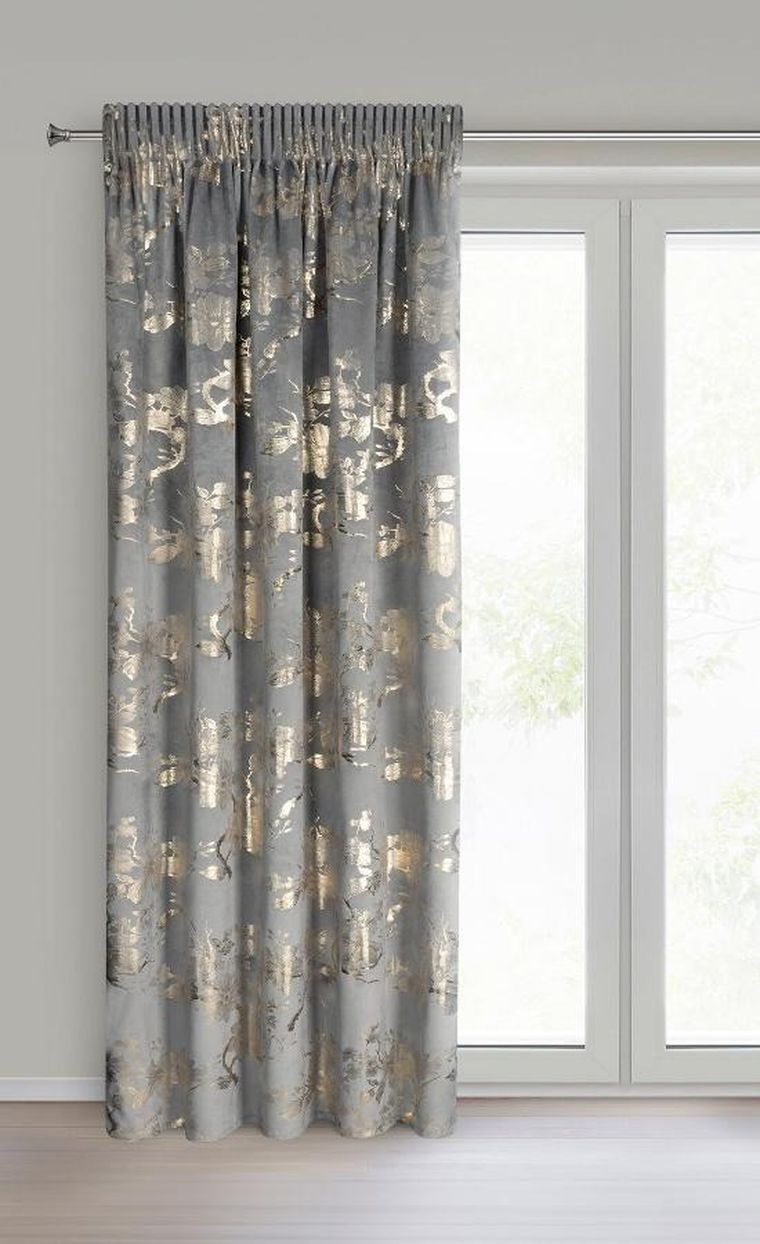 Eurofirany, zasłona gotowa, Celia, na taśmie, 140-270 cm, stalowy