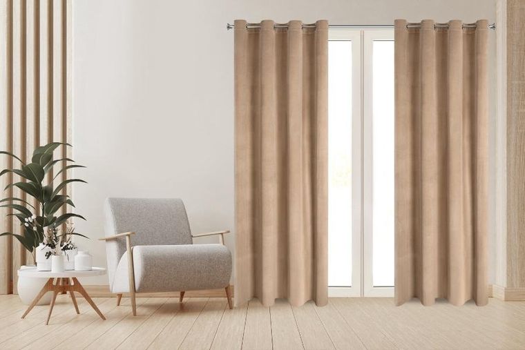 Eurofirany, zasłona gotowa, Darla, 140-250 cm, ciemnobeżowy