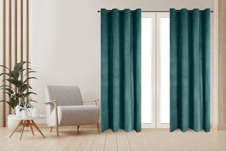 Eurofirany, zasłona gotowa, Darla, 140-250 cm, ciemnoturkusowy