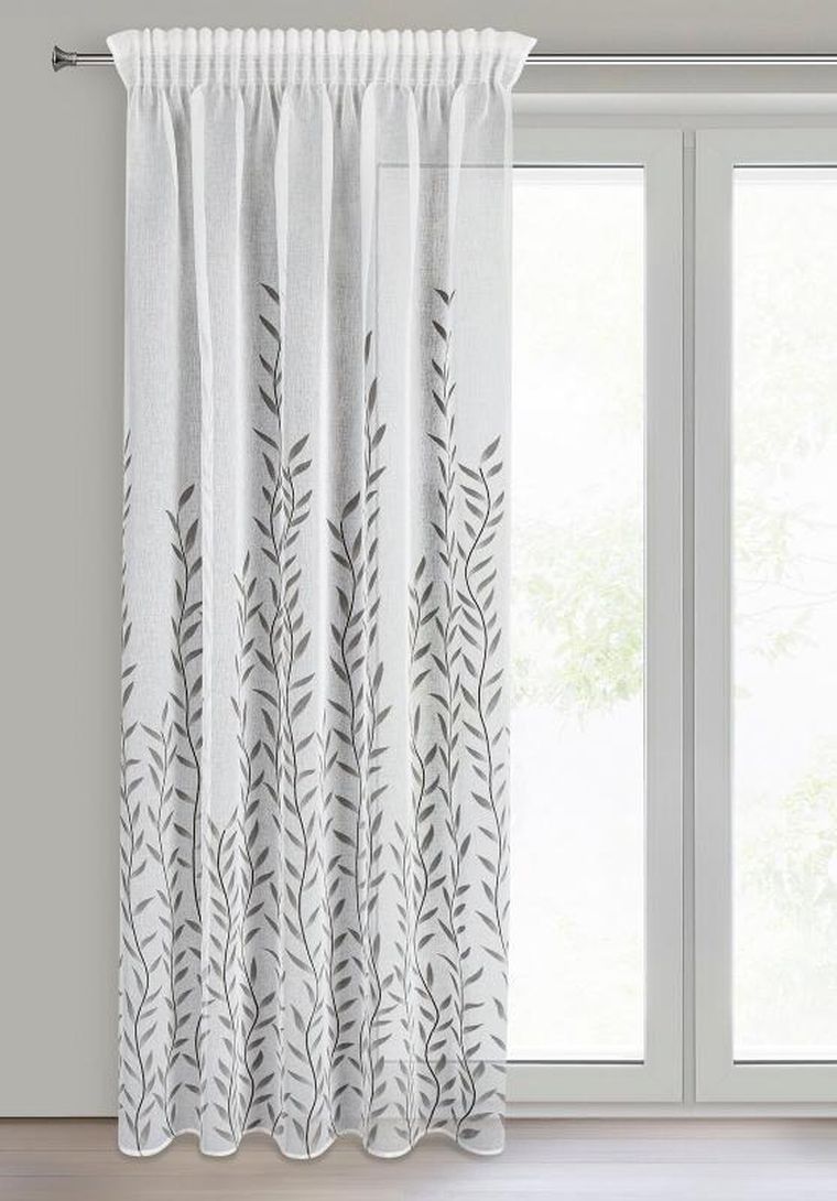 Eurofirany, zasłona gotowa, Glori, na taśmie, 140-270 cm, biały