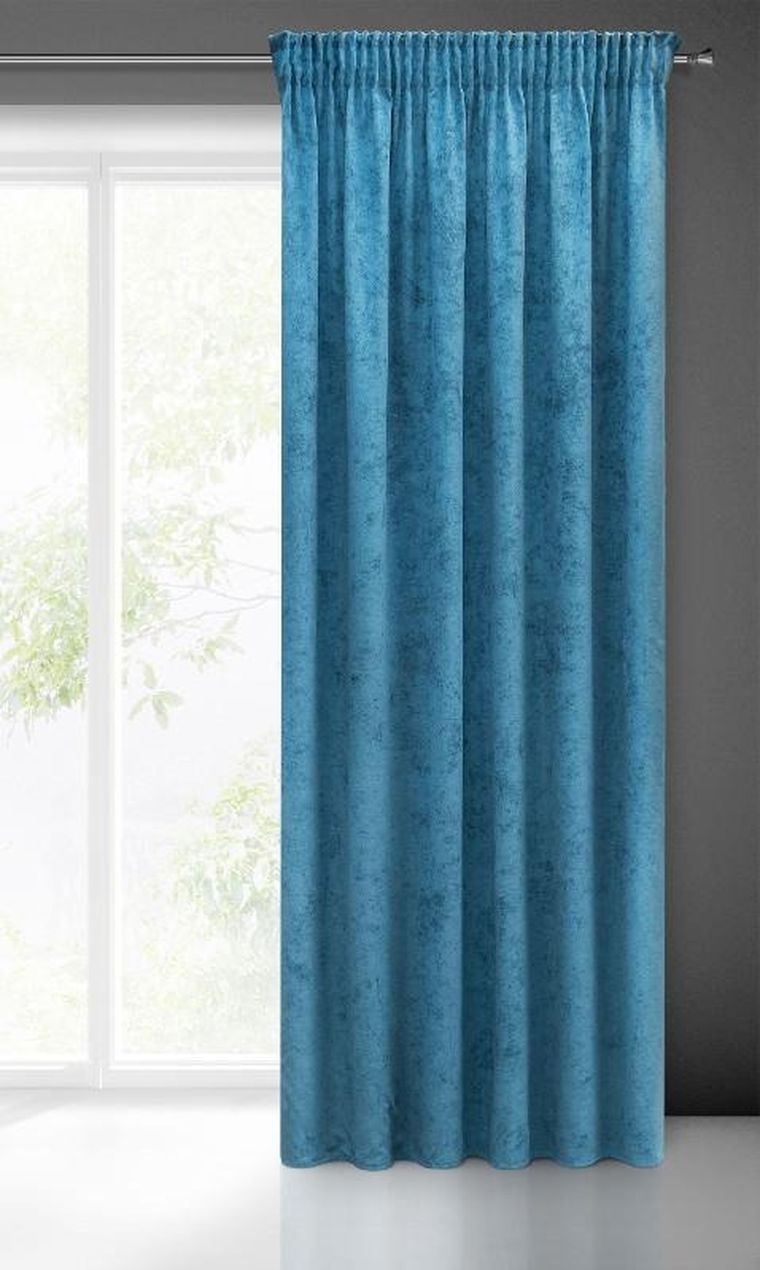 Eurofirany, zasłona gotowa na taśmie, Anisa, 140-270 cm, turkusowy