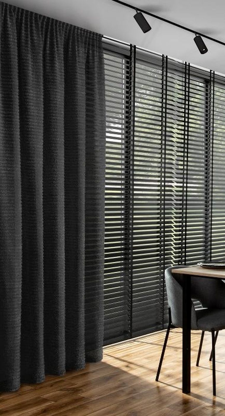 Eurofirany, zasłona gotowa na taśmie, Reina, 135-270 cm, czarny