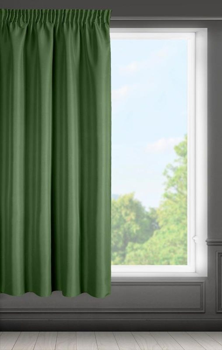 Eurofirany, zasłona gotowa na taśmie, Rita, 140-175 cm, ciemnozielony