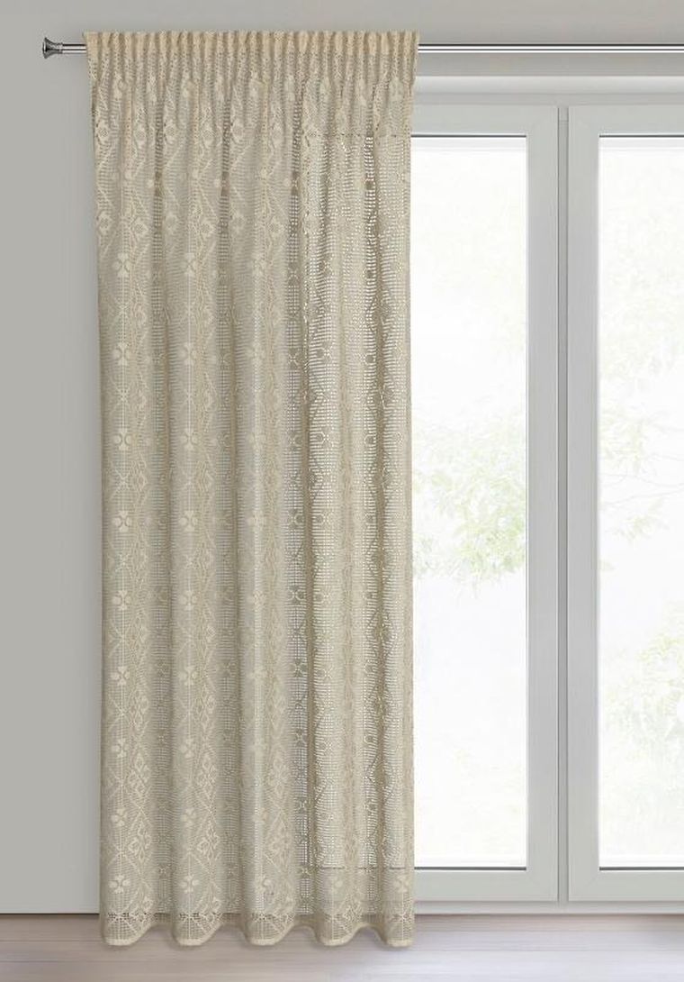 Eurofirany, zasłona gotowa, Nela, na taśmie 140-270 cm, naturalny