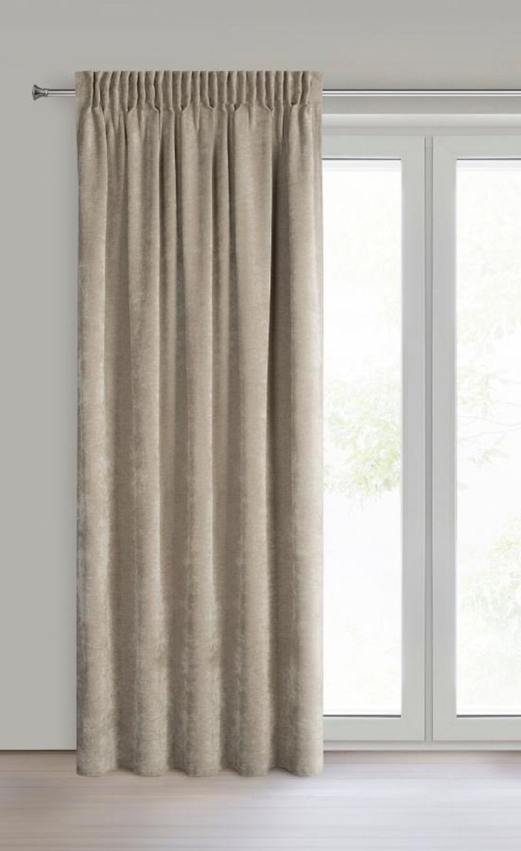 Eurofirany, zasłona gotowa, Nilo, na taśmie, 140-270 cm, ciemnobeżowy